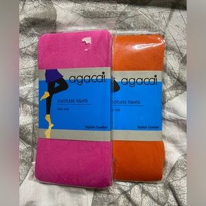2PC. Lot Hot Pink & Orange FOOTLESS TIGHTS